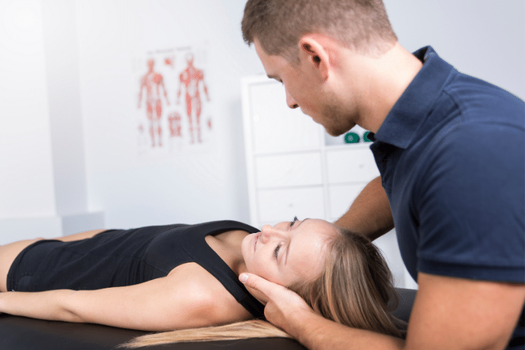 woman receiving neck physiotherapy treatment